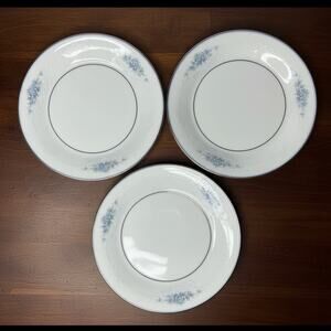 Vintage NORITAKE CHADBOURNE Set of 3 Bread & Butter Plates Blue Floral 6.25"